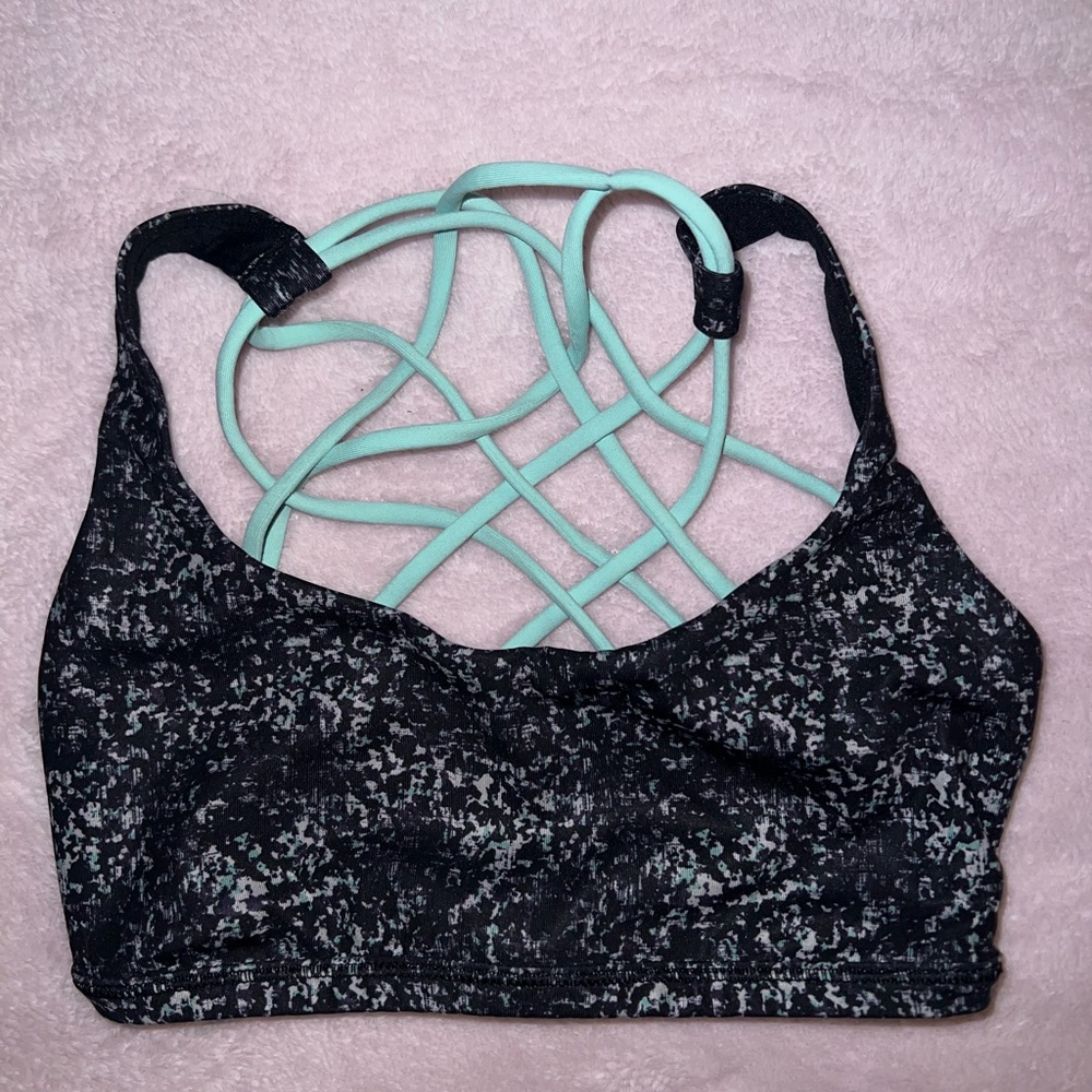 Women's Black and Mint Sports Bra